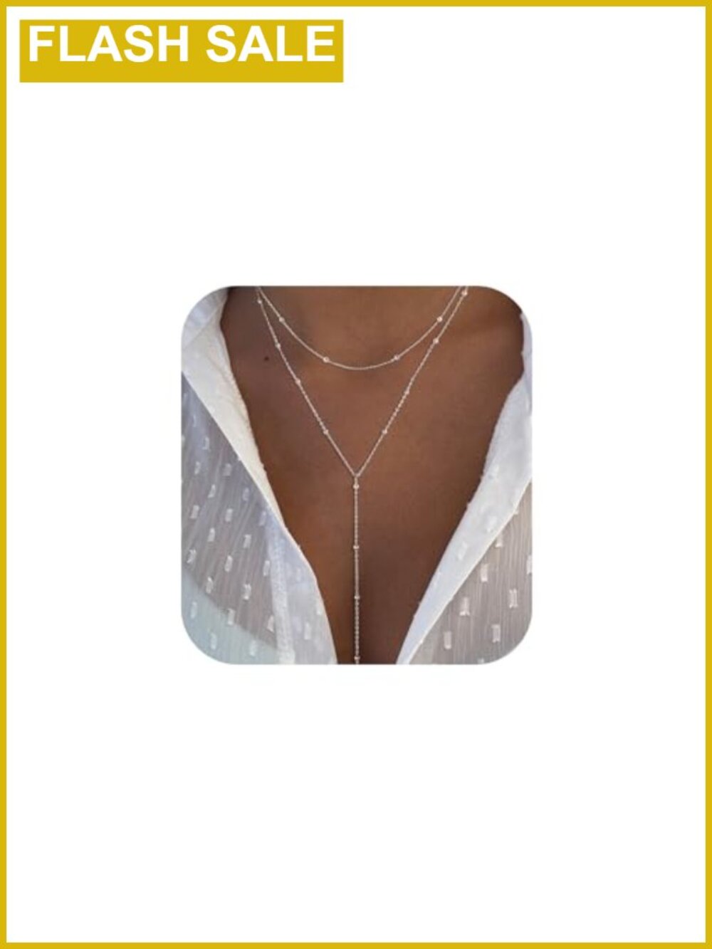Silver Plated Layered Y Necklace Lariat Dainty 20+2 Extender Women Gift